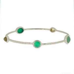 NWT Ippolita Rock Candy 5-Stone Green and Olive Sterling Silver Bracelet Bangle